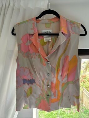 Vintage Chanel Size 44 Silk Blouse